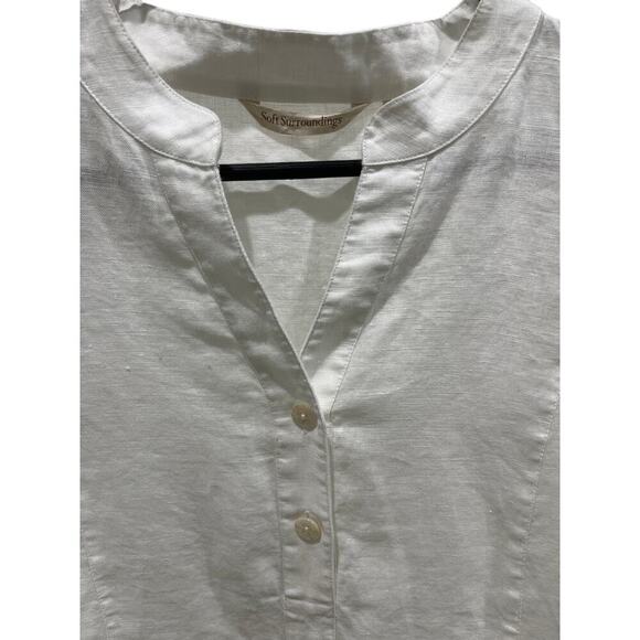 Soft Surroundings 100% Linen V-Neck Bohemian Tunic w/ Crochet Detail Sz L - Picture 2 of 6